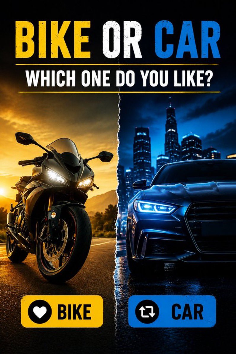 jessicasimpclar's tweet photo. Which one do you like ? 
BIKE or CAR https://t.co/AeXHyHhTxW