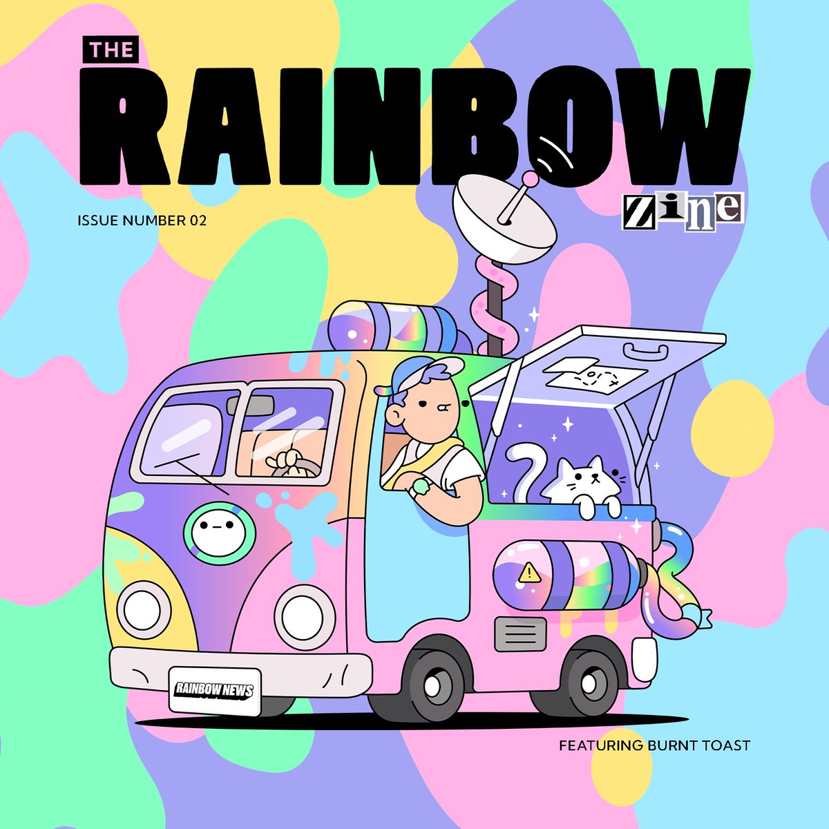 therainbowzine's tweet photo. Excited to reveal the cover of The Rainbow Zine Issue 02.

Huge thanks to @burnttoast for creating this year's cover art.

Inside is our snapshot of the artists, builders, collectors, and moments that defined the Doodles ecosystem throughout 2025.

Coming soon. 🌈 https://t.co/QKdD2XFGEQ