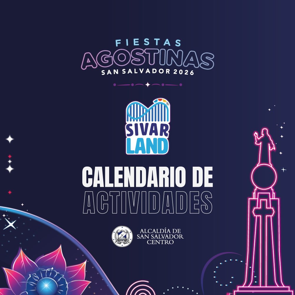alcaldia_ss's tweet photo. ¡Mañana arrancamos con las #FiestasAgostinas2026!🎡🎉

Este sábado 1 de agosto, disfruta de una jornada llena de música, entretenimiento y mucha diversión en #Sívarland.🤩

📍Plaza Salvador del Mundo y SívarLand

¡Preparáte para vivir las fiestas más grandes de El Salvador! 🇸🇻🔥 https://t.co/HirBkHXcBn