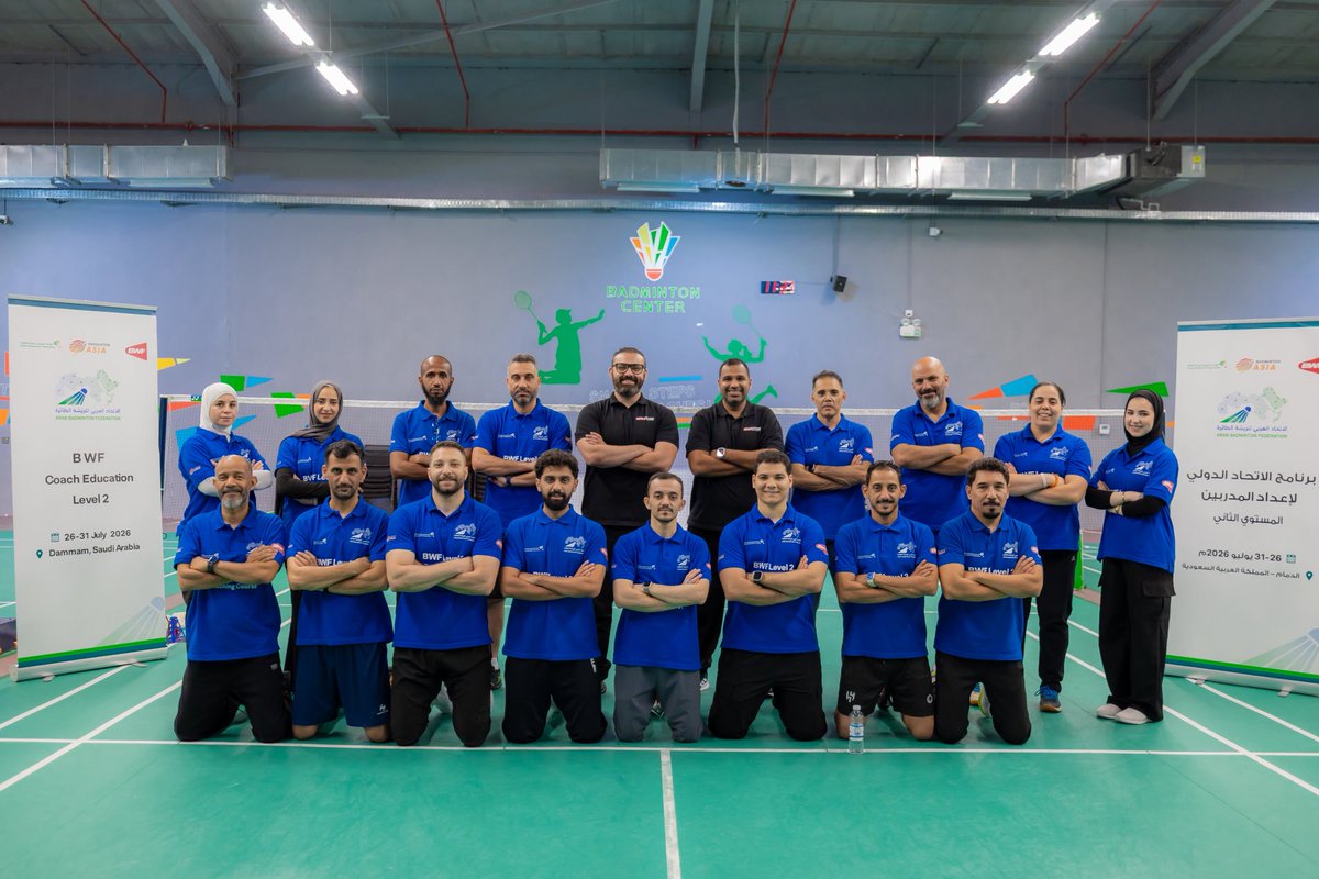 ArabBadminton's tweet photo. اختتمت أعمال دورة المستوى الثاني الدولية لتأهيل المدربين، التي نظمها الاتحاد العربي للريشة الطائرة بالتعاون مع الاتحاد السعودي للريشة الطائرة 🏸🇸🇦

وشهد اليوم الختامي تنفيذ الاختبارات العملية، التي أتاحت للمشاركين تطبيق مهاراتهم التدريبية في مواقف ميدانية، بما يعكس مستوى الاستيعاب والكفاءة وفق منهجية الاتحاد الدولي للريشة الطائرة