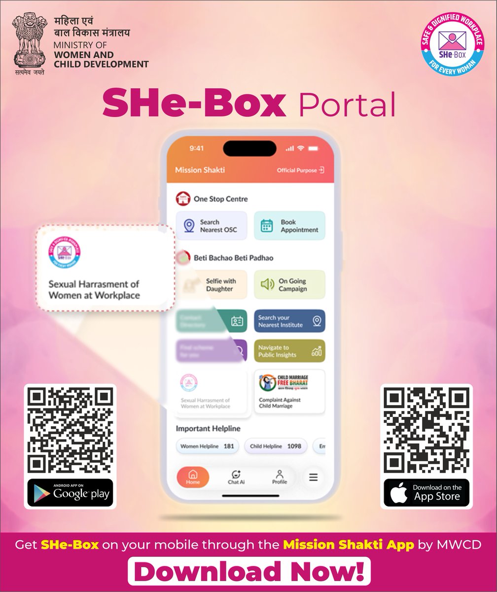 MinistryWCD's tweet photo. SHe-Box : Now on your Mobile 

@PMOIndia | @Annapurna4BJP | @savitrii4bjp | @MSJEGOI | @LabourMinistry | @EduMinOfIndia | @MIB_India | @GoI_MeitY | @mopr_goi | @MoRD_GoI | @MoHFW_INDIA | @TribalAffairsIn | @MOMAIndia | @AkashvaniAIR | @DDNewslive | @mygovindia | @PIBWCD https://t.co/KLLHtKkQIj