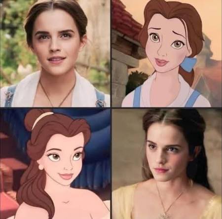 cupofmariel's tweet photo. Básicamente como el resto de princesas live action que NUNCA se han quejado Emma Watson no tiene las mismas características de Bella, ni Naomi Scott de Jasmine, ni Lily James a Cenicienta, tampoco Elle Fanning a Aurora, son solo la “esencia” y “base” del personaje, no tienen la misma estructura facial, ni el mismo color de ojos, forma de cejas o nariz, porque son dibujos animados y es NORMAL, tampoco van a sacar una copia exacta