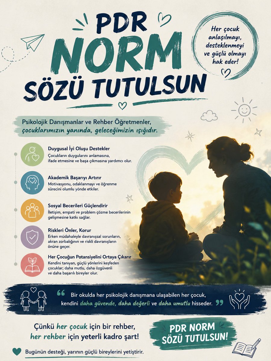 piizmitleeee's tweet photo. Tüm kademelerde tüm öğrencilerin en büyük ihtiyaçları psikolojik danışmanlık ve rehberlik hizmetidir.

Bu yüzdendir ki PDR Normu gelmeli, gelecekte çocuklarımızın daha sağlıklı birey olmaları adına gerekli çalışmalar gereken kadro varlığında yapılmalıdır.

#gelecekiçinPDRNormu https://t.co/cJ3gSrNrRM