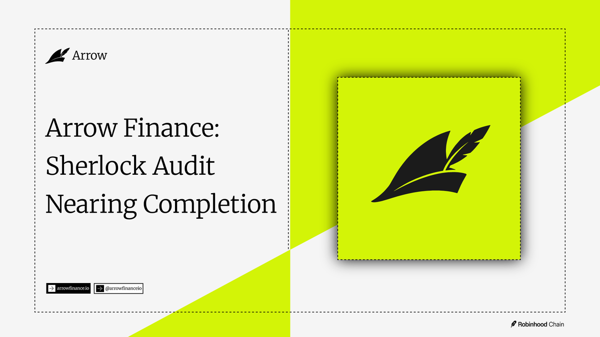 ArrowFinanceio's tweet photo. We’re wrapping up our audit with @sherlockdefi ahead of mainnet.

Security comes first, and we’re excited to be nearing the finish line.

Stay tuned our Mainnet release date will be announced soon. https://t.co/E3TRfpzeE5