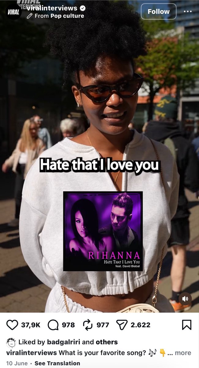 rihannalately's tweet photo. Rihanna liked a video of a fan choosing “Hate That I Love You” as her favourite song. https://t.co/BMOvHDKPG3