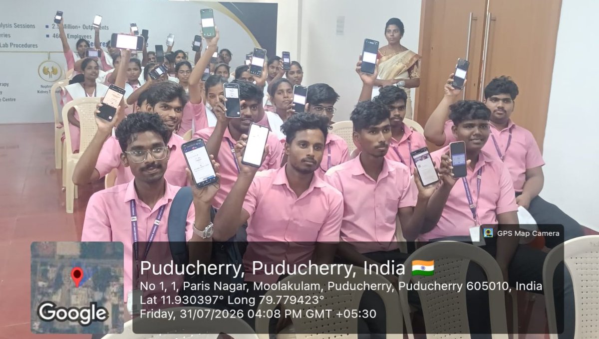 MYBharatHQ's tweet photo. Students at the College of Nursing, East Coast Institute of Medical Sciences, Puducherry took the Nasha Mukt Pledge at the Viksit Bharat Yuva Connect – Nasha Mukt Edition.  Join the movement. 

Take the pledge: 🔗 https://t.co/xhRWiFfKx3 

#NashaMuktYuva4ViksitBharat https://t.co/ykphtAbX0N