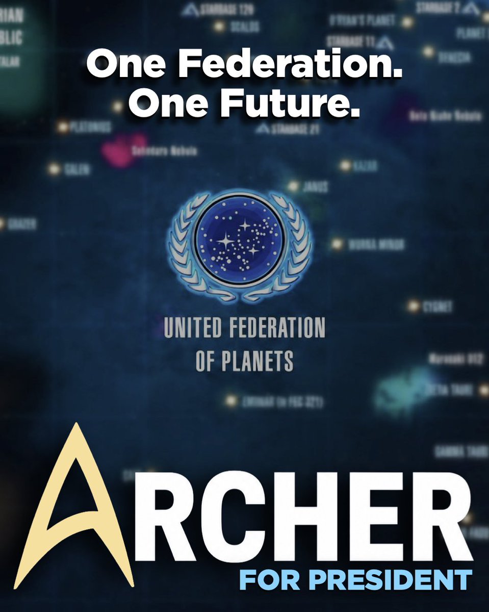 Unite4Archer's tweet photo. Federation News Network (FNN) July 31, 2183-Jonathan Archer was on a personal tour of Sol Sector when organizers were forced to add overflow seating wherever the former NX-01 captain appeared. Curiously, Archer's name isn't even on the presidential nomination ballot.
1/3 https://t.co/tkOADDjxbe