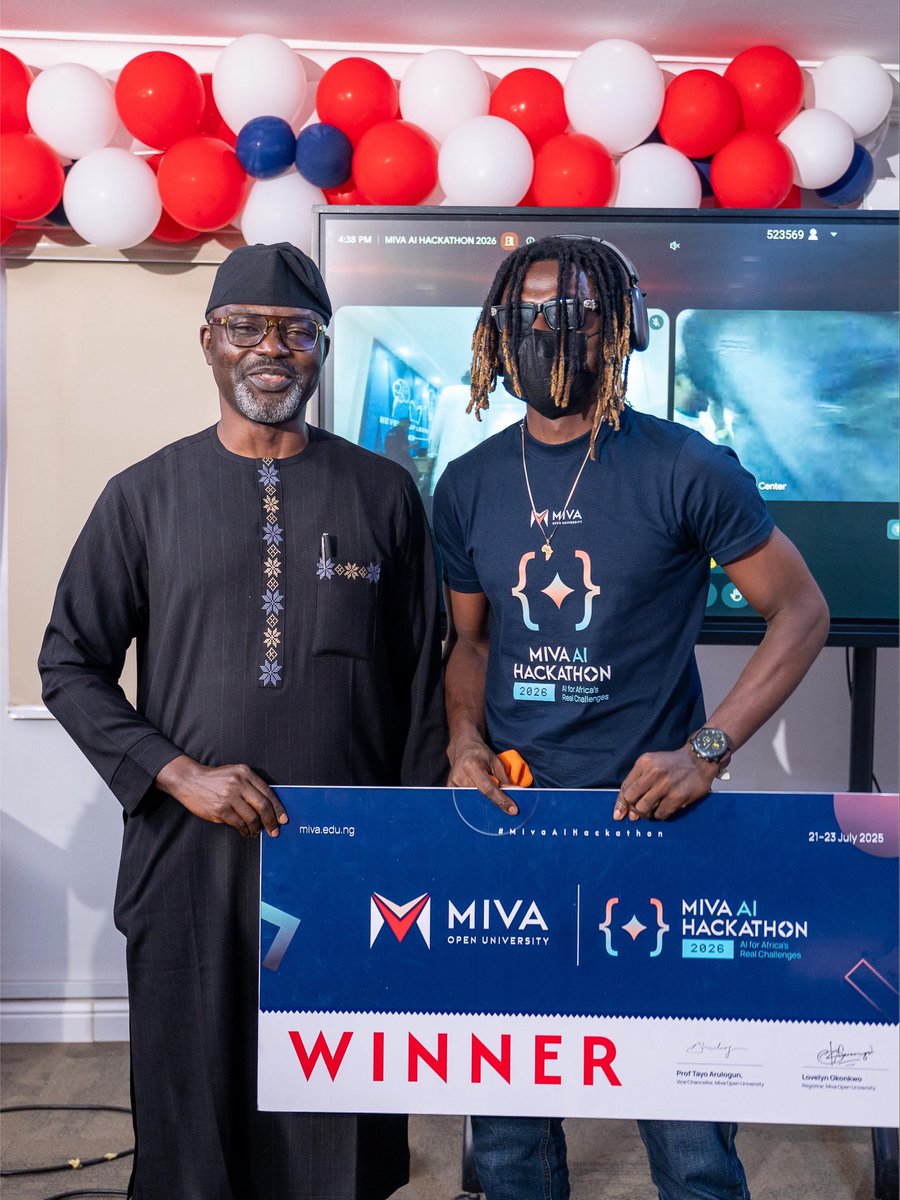 maazscript's tweet photo. I’m excited to share that my team and I emerged as the winners of the MIVA AI Hackathon 2026, securing 1st place and the ₦1.5 million grand prize.

As the Software Engineer on the team, I was responsible for building the product that powered our solution from turning our ideas into a working application to ensuring we had a functional product ready to present.