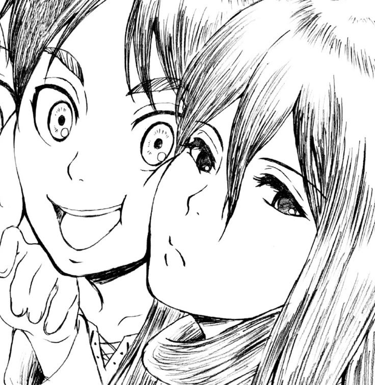 MeroOppion's tweet photo. The fact that Isayama saw Yuki Kaji and Yui Ishikawa's real-life picture and immediately thought "Yeah, let me draw Eren and Mikasa posing like a soft, happy couple" is a core memory for this fandom. https://t.co/Ym5MAHymMn
