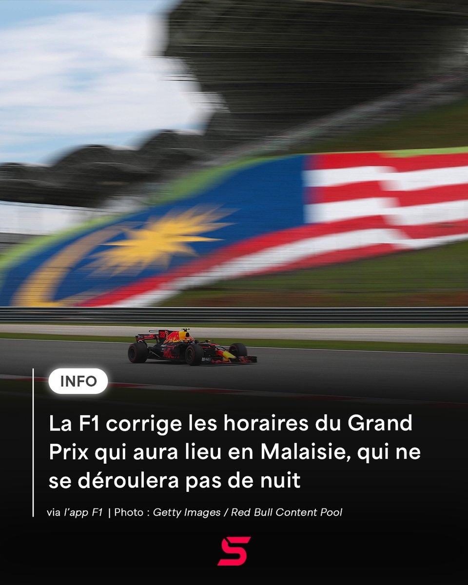 Dernier_Secteur's tweet photo. Le Grand Prix de Bahreïn en Malaisie n'aura pas lieu de nuit ! ❌🌙

Alors que l'app de la F1 annonçait dans un premier temps un départ à 20h, heure locale, soit de nuit, cela a finalement été corrigé pour indiquer maintenant 15h. 

En France, le départ aura donc lieu à 9h.

(via l'app F1)

#F1