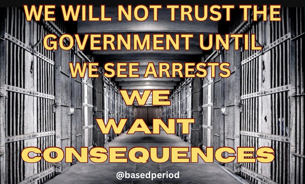basedperiod's tweet photo. @nicksortor Yay for all that!
However, where are the perp walks, cuffs and mug shots?
We are over this talk talk talk. 
Americans need more than talk at this point! https://t.co/ef1MbuLULl