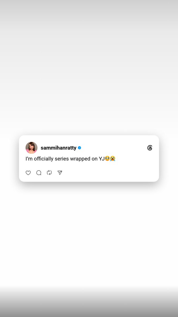 Wiskayok_Hive's tweet photo. “I'm officially series wrapped on YJ🥺😭”

(Samantha Hanratty via Threads and IG) https://t.co/VBWRhZgLii