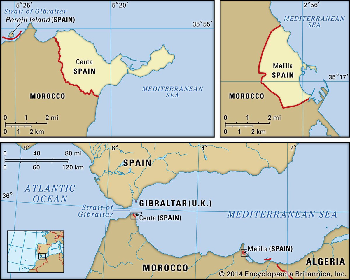 MapsAfrican's tweet photo. Why are Ceuta and Melilla still part of Spain when they're physically located in Africa and surrounded by Morocco 🇲🇦? https://t.co/pRY9slIguS