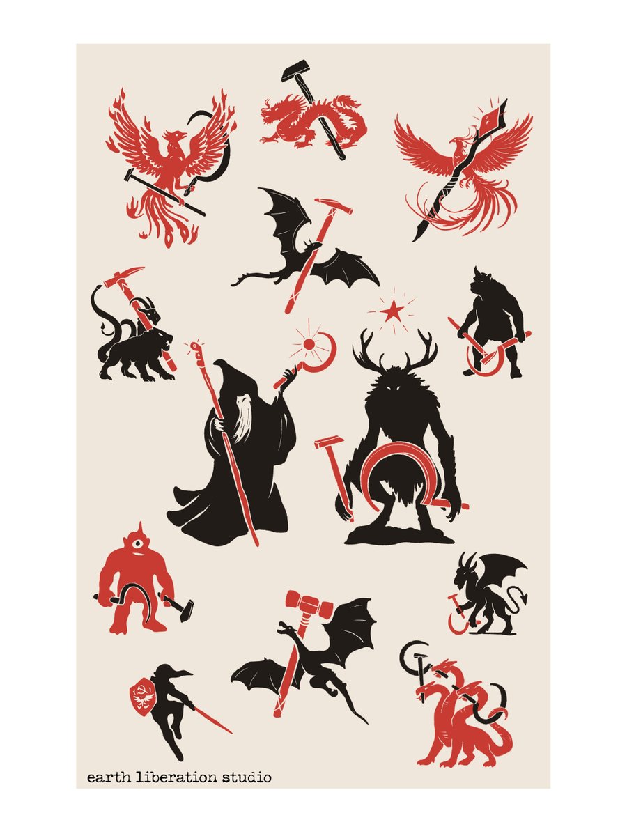 EarthStvdio's tweet photo. Fantasy and folklore tattoo flash. Liberate the realm⚔️ https://t.co/MtDRKEvCDa