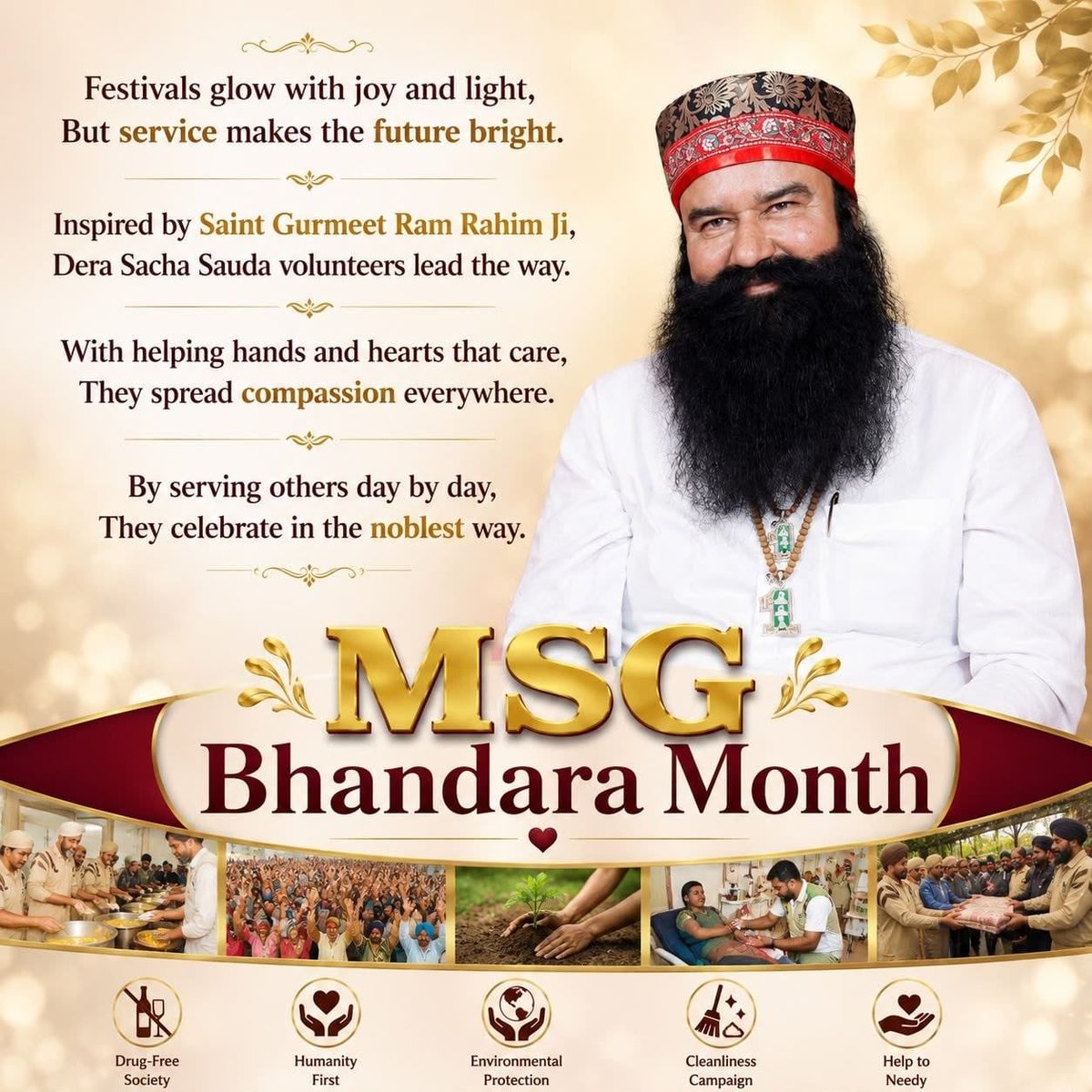 Jaiya_Thakur07's tweet photo. The holy month of #AuspiciousAugust begins with devotion and gratitude for Saint Gurmeet Ram Rahim Ji. Let us celebrate by spreading love, helping others, and living with compassion. Wishing everyone a joyful and blessed MSG Bhandara Month. https://t.co/59id6VoFnm