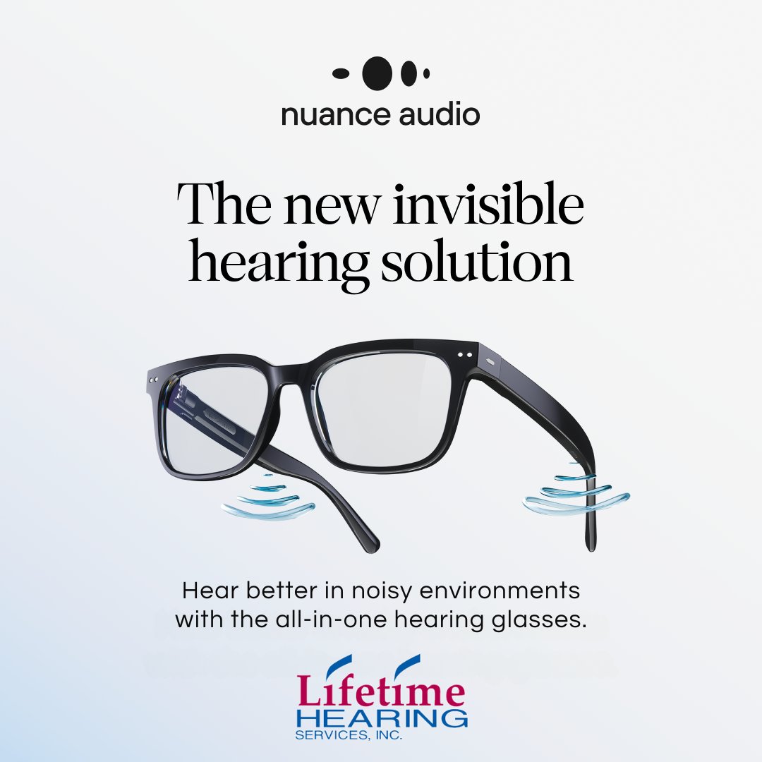 LifetimeHearSC's tweet photo. Nuance Audio Hearing Glasses – the invisible hearing solution for mild hearing loss. Hear better in noisy spaces &amp; stay stylish with all‑in‑one transition glasses. 👓 

Learn more &amp; schedule your evaluation: https://t.co/kLYLnds7OY https://t.co/iH3mT9lFWt