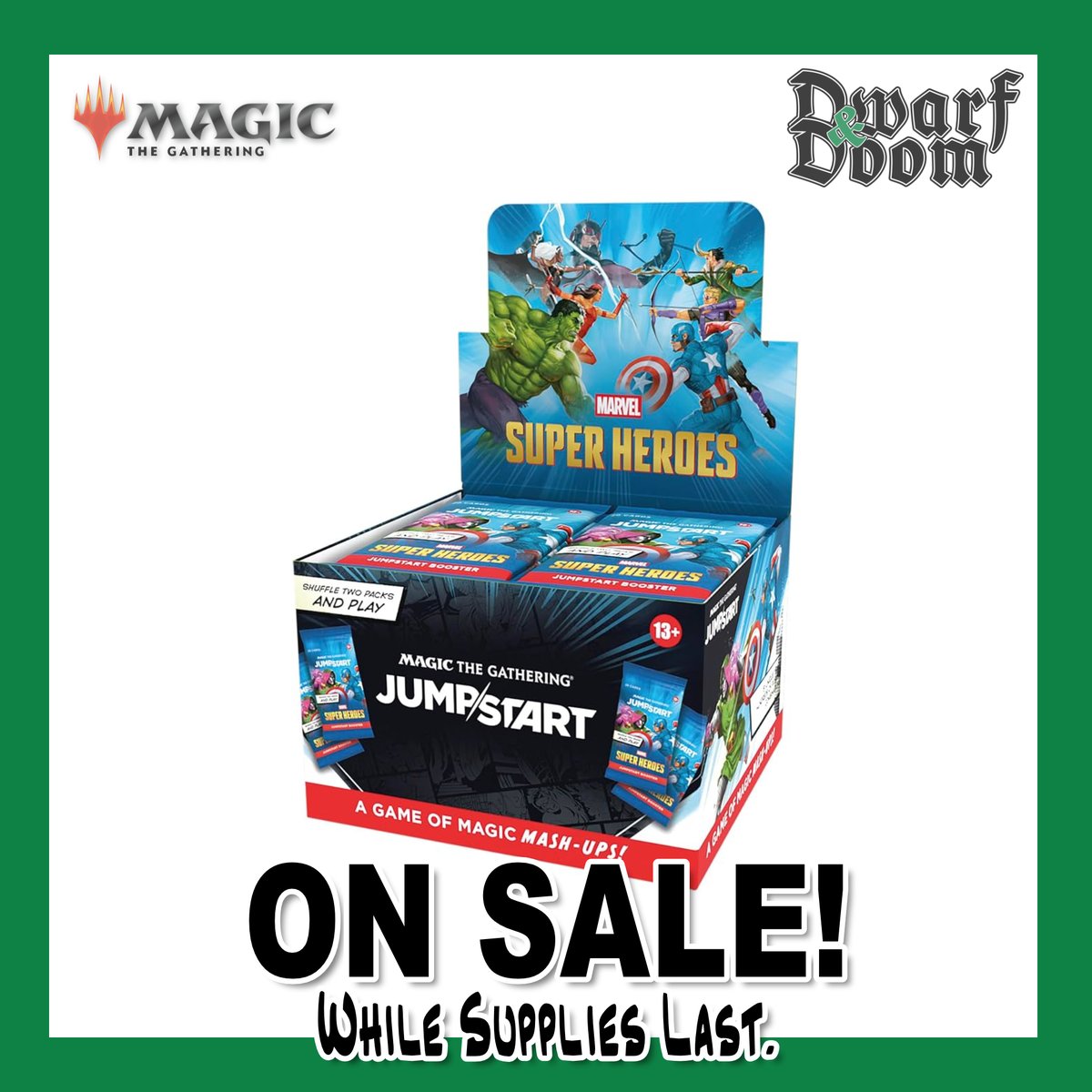 DwarfDoom's tweet photo. Get ready to power up your Magic the Gathering collection with the Marvel Super Heroes Jumpstart Boxes! 🦸‍♂️🔥 Hurry and grab yours now while supplies last! ⏳✨
https://t.co/BJFCUXMzR1
#MTG #Marvel #SuperHeroes #JumpstartBoxes #Collectibles https://t.co/fjBaR5YGbs