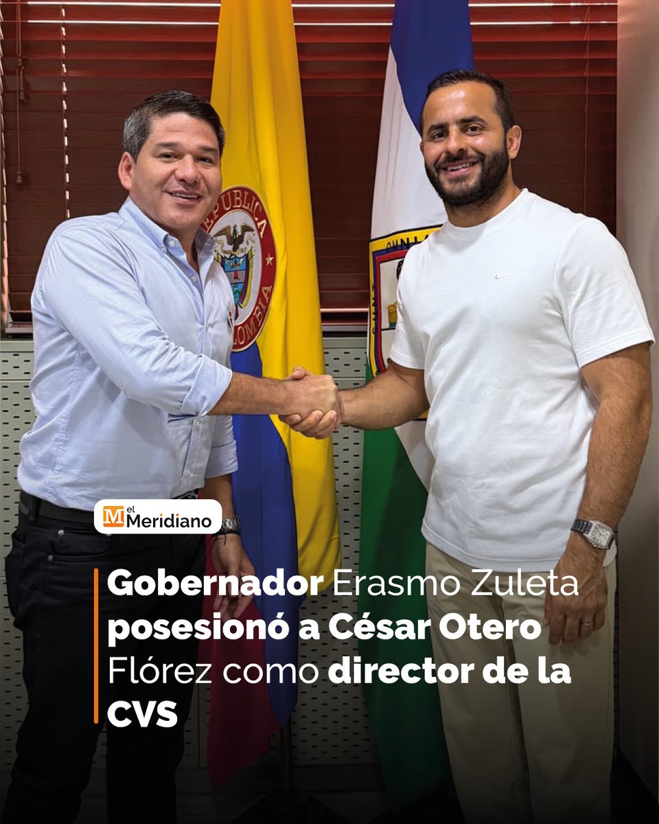 elmeridiano_co's tweet photo. #Córdoba | El gobernador de Córdoba, Erasmo Zuleta, posesionó oficialmente a César Otero Flórez como director general de la Corporación Autónoma Regional de los Valles del Sinú y del San Jorge (CVS), cargo que ejercerá para culminar el periodo institucional 2024-2027.
(https://t.co/9Sipx6c5Hw)
@ErasmoZB @cesarrarael  @CorporacionCVS 
#ElMeridianoTeUbica