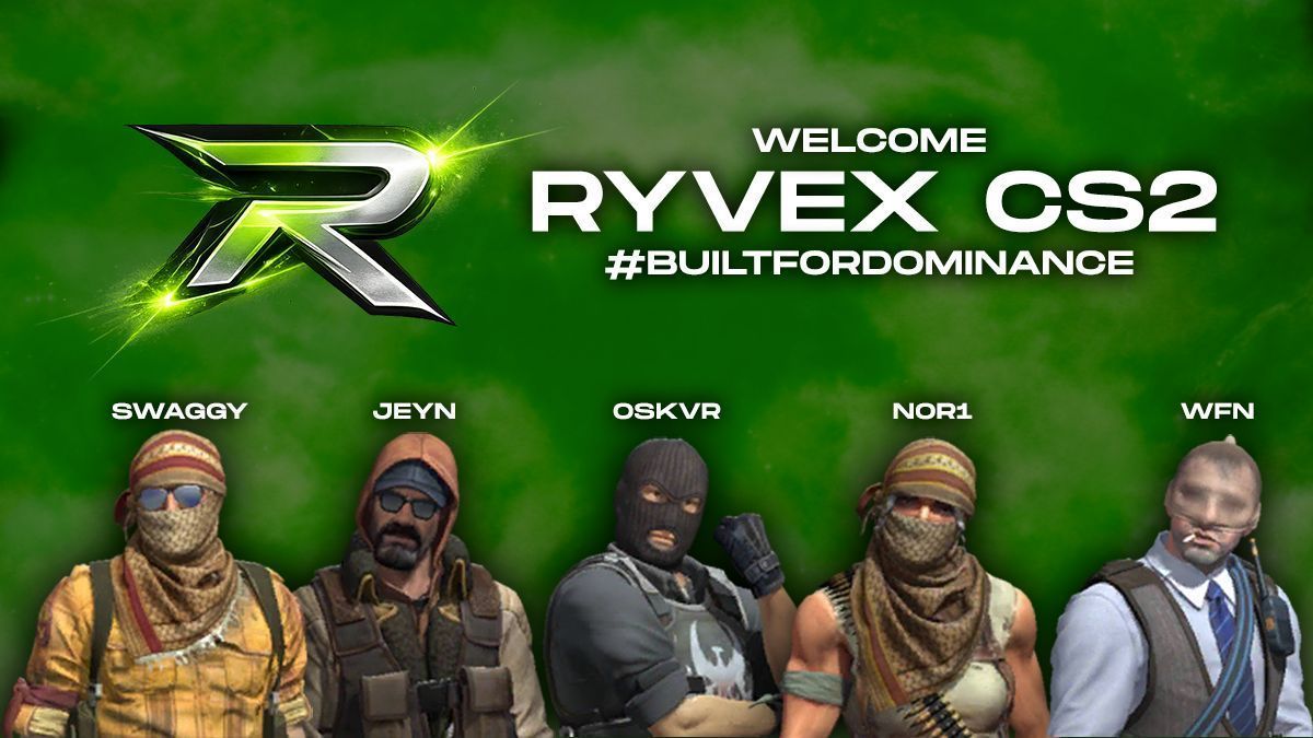 RyvexOrg's tweet photo. Welcome in our new Counter-Strike 2 team, formerly known as OKSUCC (and briefly taking a volunteering gig at an organisation we won't name)!:

@swaggyavi
@the_jeyN
@oskvrxd
@N0R1csgo
@wfnnnnn https://t.co/XRAhk1MXbY