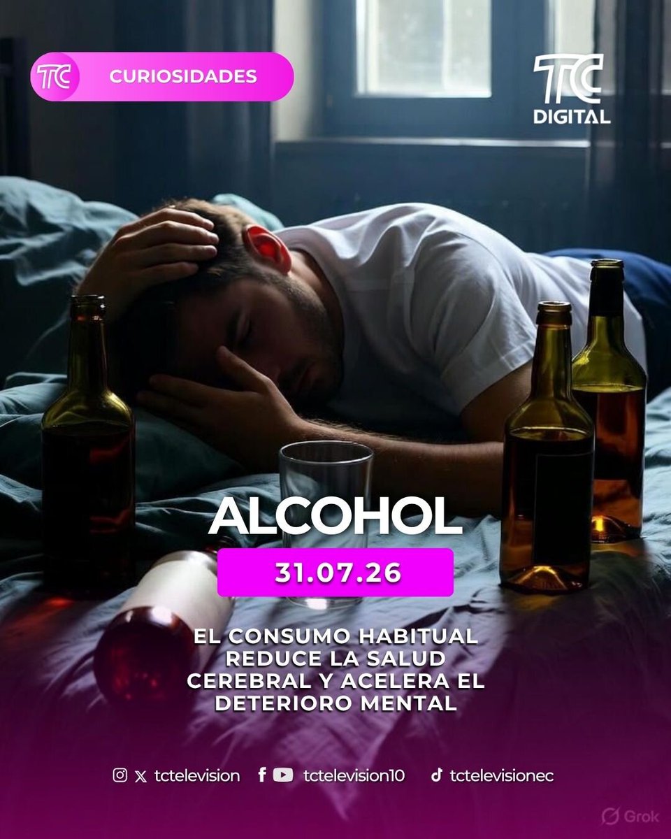 tctelevision's tweet photo. Expertos advierten que el alcohol actúa como una neurotoxina: reduce el volumen cerebral, frena el sueño REM y destruye vitaminas clave.

Más detalles aquí: https://t.co/Dyx3OeghCB https://t.co/L2UwvDNXMc