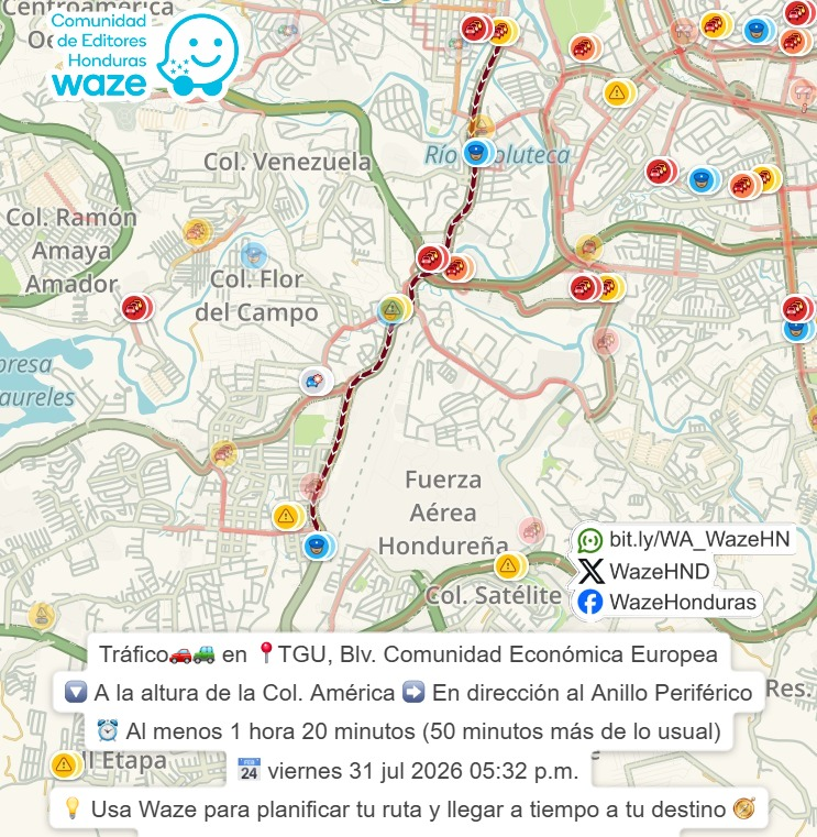 WazeHND's tweet photo. #Trafico🚗🚙 en 📍#TGU, Blv. #Comunidad Económica Europea
🔽 A la altura de la Col. América ➡️ En dirección al #AnilloPeriferico
💡 Usa #Waze para #Planificar tu #Ruta y llegar #ATiempo a tu #Destino 🧭
👉 Síguenos en redes sociales https://t.co/IAM8rj0Tep https://t.co/yWtZCvYWyx