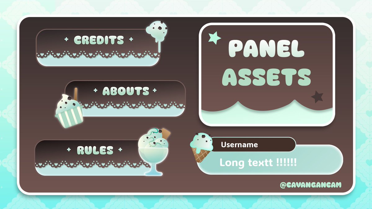 cavangancam's tweet photo. Last minute Vgen challenge 🍦🍦🍦my fav is chocomint so i cant miss out on this challenge

This is the first time i try designing stream overlay so pls be kind with any feebacks🥺🫶

#artmoots #designer #chocomint https://t.co/uxHSDFlSMg