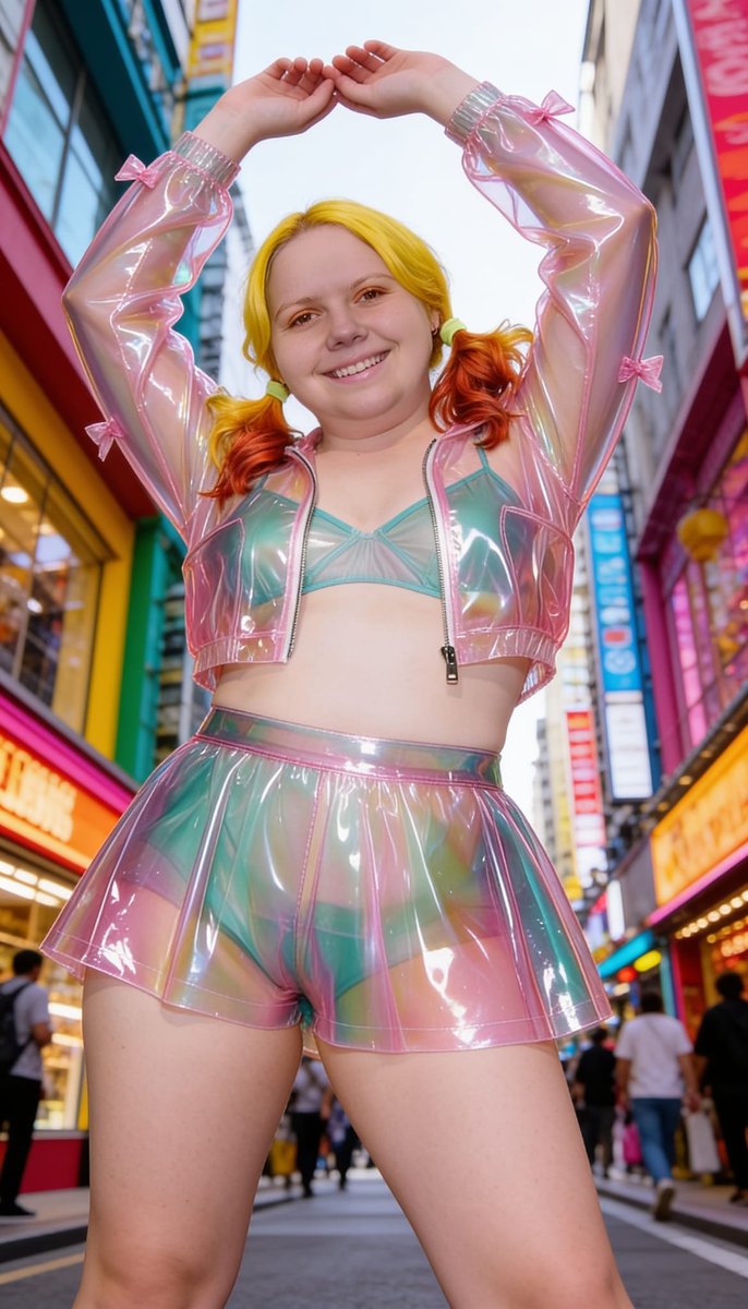 Lizzy1262629's tweet photo. Feeling bright and shiny in my holographic transparent PVC set with jacket and shorts! πβ¨ Soft smile, colorful pigtails and glossy vibes β¨
#HoloPVC #TransparentOutfit #ShinyFashion #KinkyCute #GlossyFashion #PVCSet #PlayfulLook #ShinyPlastic #KawaiiGirl https://t.co/4S8LgaNTsd