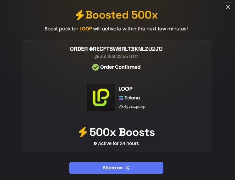 LoopPadFun's tweet photo. 500x boosts paid. https://t.co/3XV2VvRBjw
