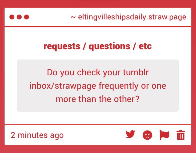 TECShipsDaily's tweet photo. ( Not Ship ) 

I check both equally !! I see every request , I am currently drawing them in order of me getting them - which has already been quite a few . Don’t worry , everything will be drawn eventually and I check both the inbox and strawpage and will draw for both K-) https://t.co/YdmopSmsfi