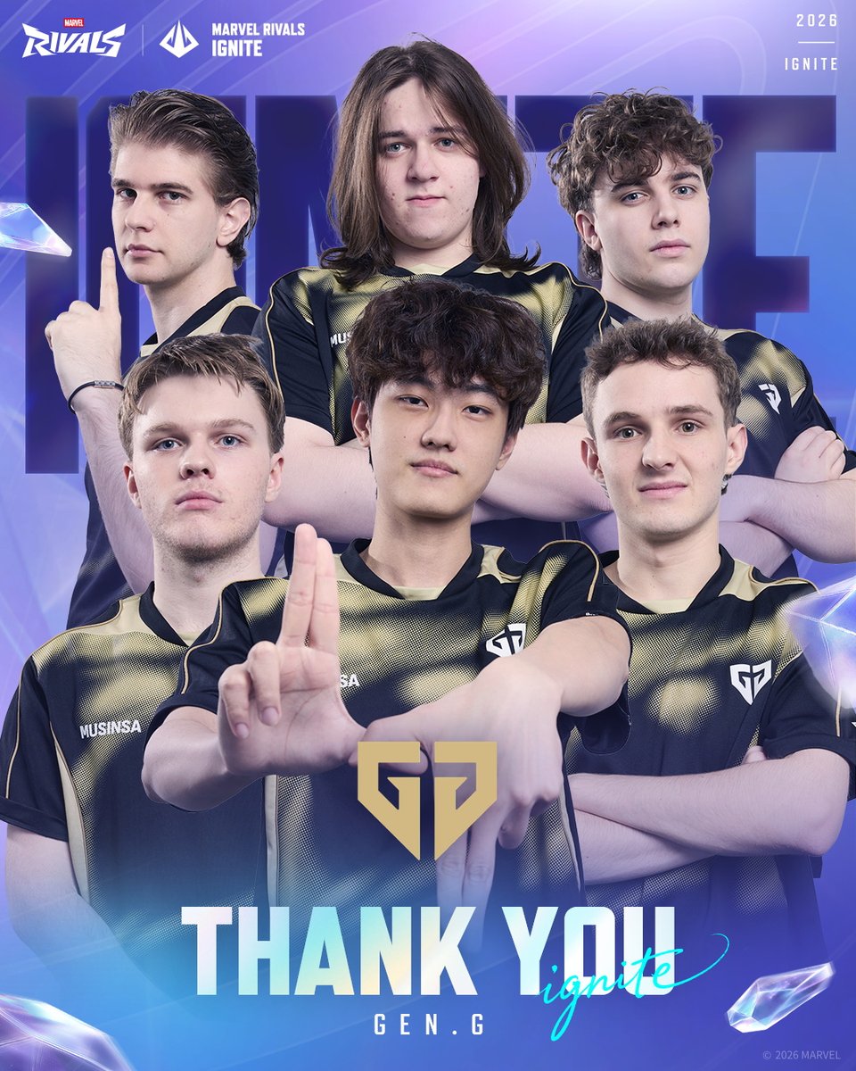 RivalsEsports's tweet photo. Though not the ending hoped for, thank you for an unforgettable run, Gen.G.

#MarvelRivalsㅤ #IGNITE https://t.co/Uf7Bu3FmhK