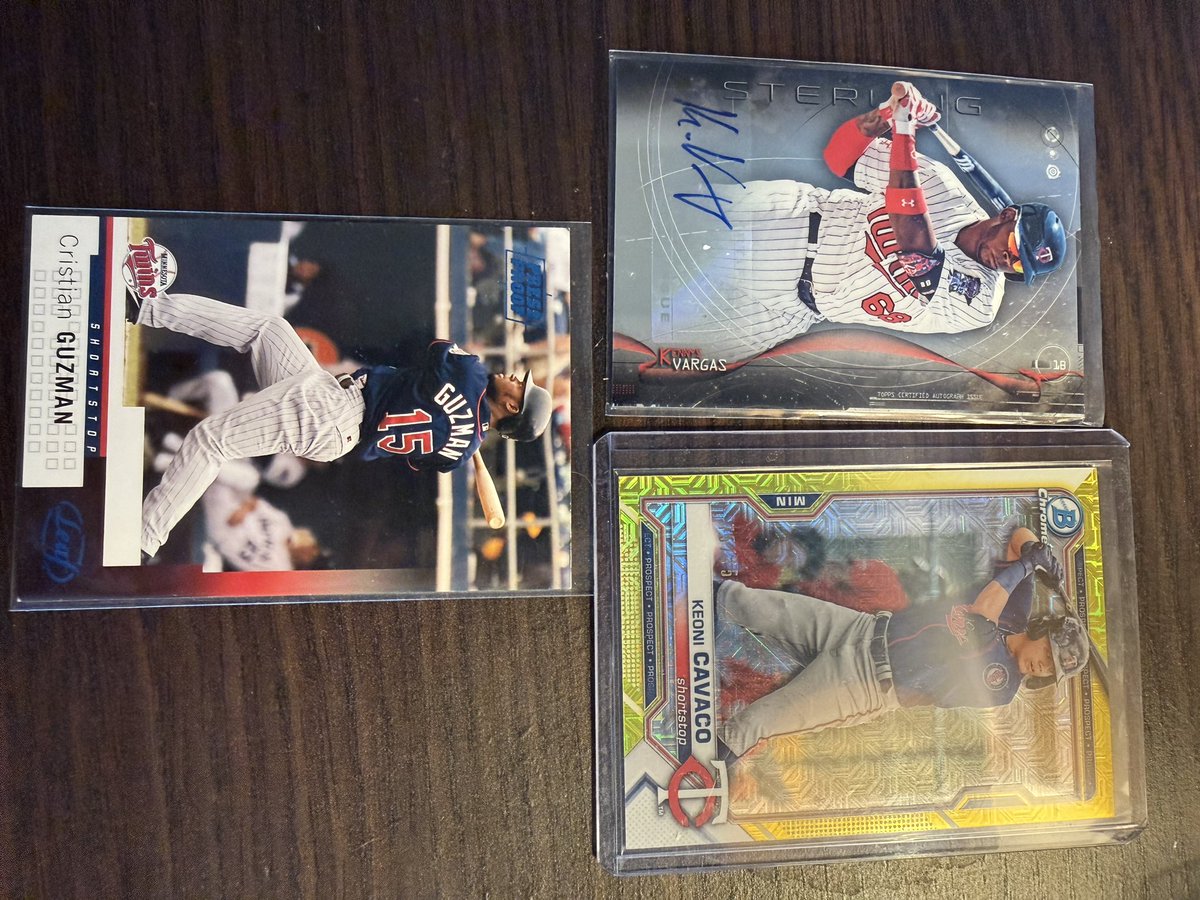 ASkiCards's tweet photo. @84baseballcards @CrdboyC @thehobbylink @spcardseller @CardboardFeed Kennys Vargas -$4 PWE
Keoni Cavaco /75- $3 PWE
Cristian Guzman /100 - $8 PWE https://t.co/FPIPA2TMkG