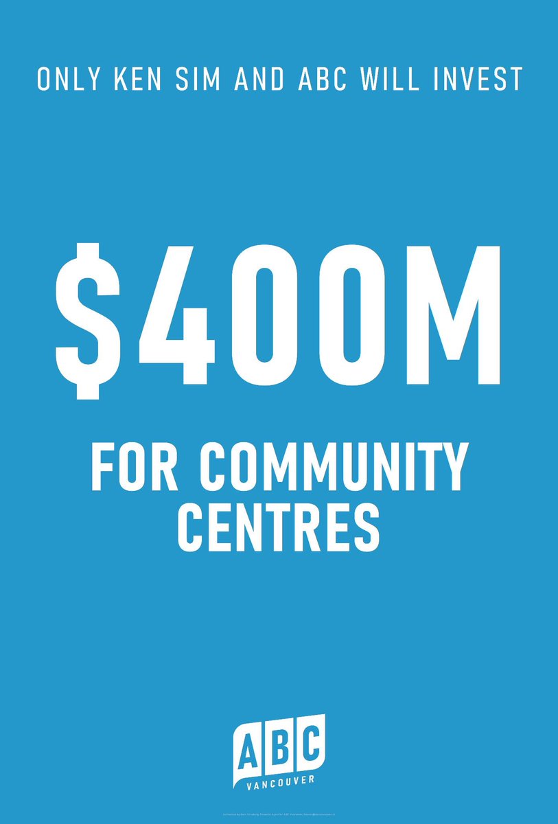 Vote4ABC's tweet photo. Ken Sim and your ABC Vancouver team are committed to delivering a safe, affordable city while investing in the core services that matter most to you.

That's why we're making a historic $400 million investment to renew and rebuild community centres across Vancouver while continuing to invest in the parks and public spaces that bring our neighbourhoods together.

Let's keep Vancouver safe, affordable, and focused on the services that matter most to you.

#ABCVancouver #PublicSafety #Affordability