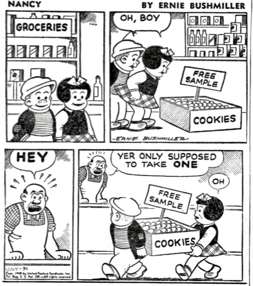 JohnnyCallicutt's tweet photo. Nancy By Ernie Bushmiller 
July 31,1948 https://t.co/6Q0Nsck2Lb