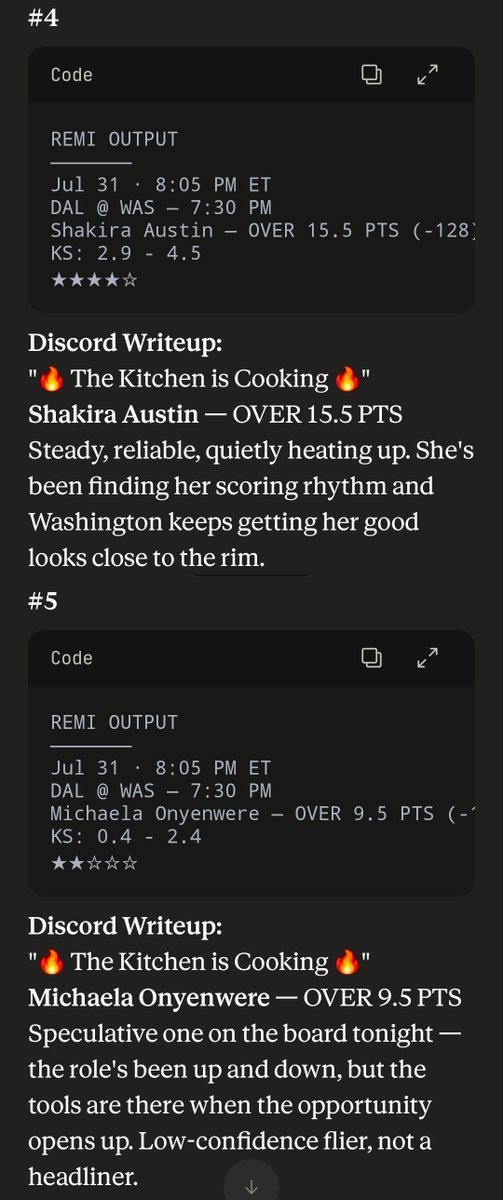 REMINBA's tweet photo. TOP 5 WNBA PLAYS TONIGHT π
THREAD W/ CHARTS π
#RunningWithRemi https://t.co/05cyAQGam2