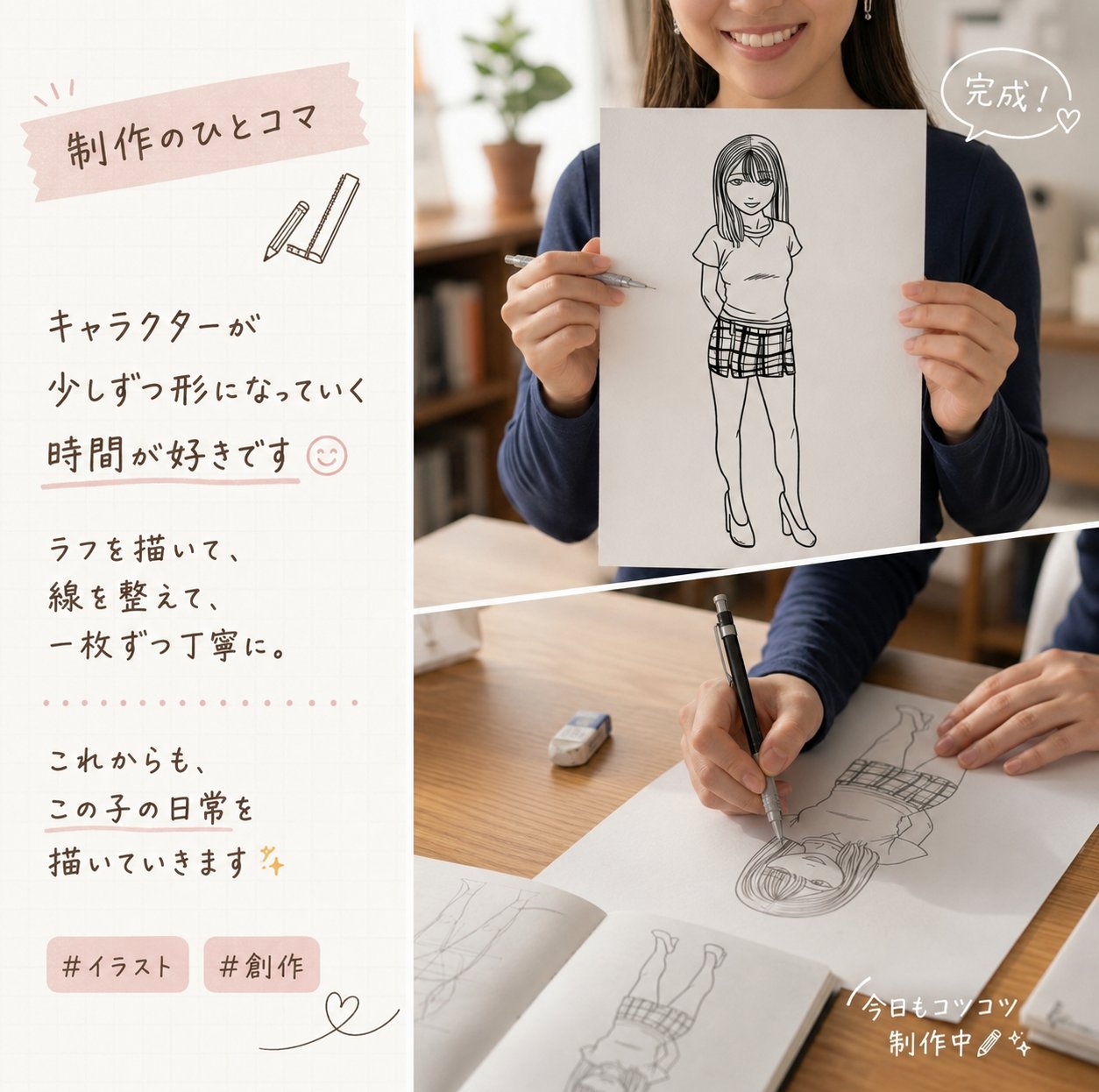 @ゆうかの毎日物語 on X: "キャラクターが少しずつ形になっていく時間が好きです😊 ラフを描いて、線を整えて、一枚ずつ丁寧に。 この子の ...
