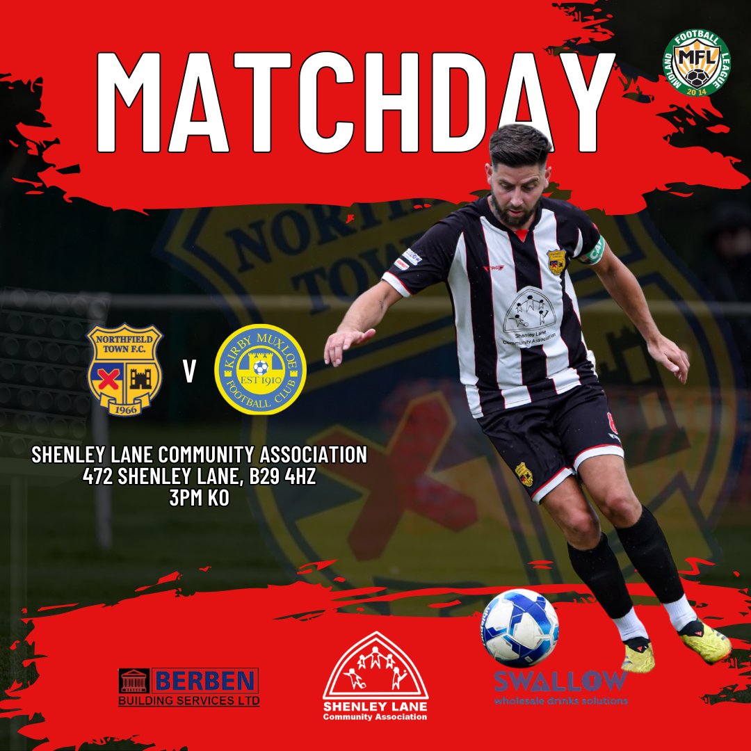 NorthfieldTown's tweet photo. 𝗠𝗔𝗧𝗖𝗛 𝗗𝗔𝗬

We’re back! Town welcome @KirbyMuxloeFC  to The Lane this afternoon in their opening game of the @MidlandLeague Division 1 season! 

Get yourselves down and show the lads your support 🖤🤍

#UTT #oneclub https://t.co/HMUCfrtrwo