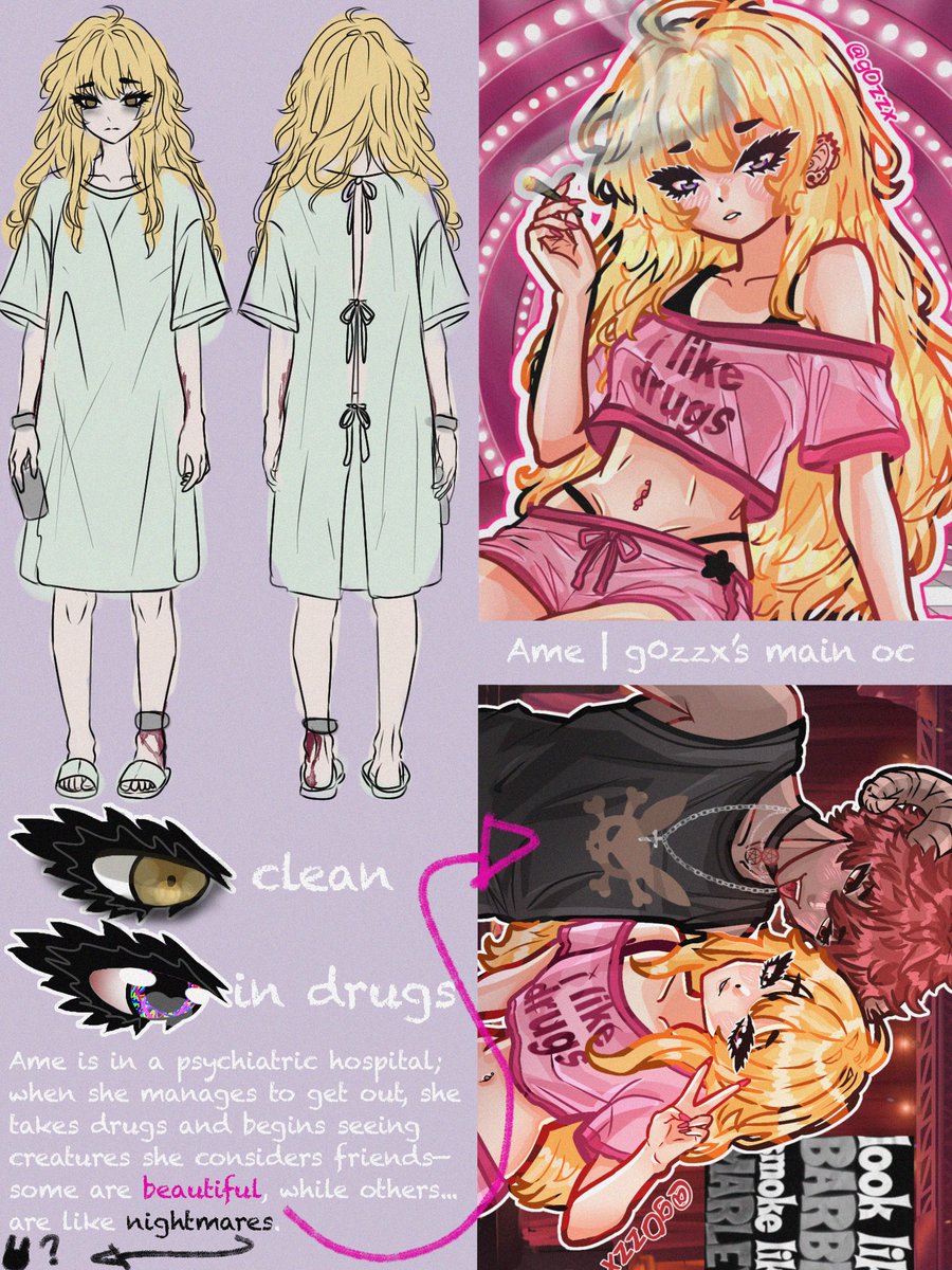 g0zzx_'s tweet photo. Hey guys, I'd like to introduce you to Ame, my main OC. Thanks to her, you can see other characters like Betty and Ali when Ame is on drxgs 💊💊

#oc #smallartist #vgen #artmoots https://t.co/zAMVJjC5k3