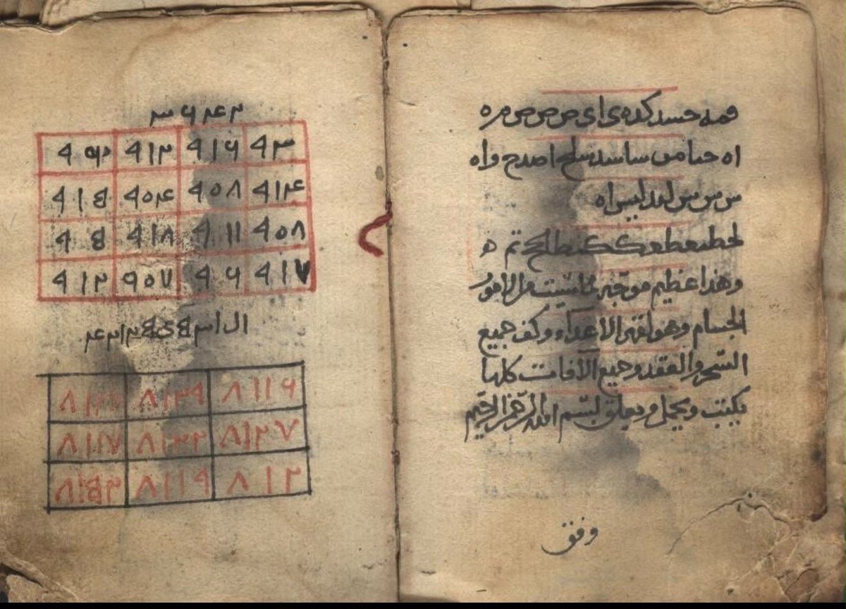 HadiTbzi's tweet photo. One of the more curious passages attributed to Abū Ḥāmid al-Ghazālī concerns a 3×3 magic square.

In al-Munqidh min al-Ḍalāl (Deliverance from Error), he mentions a talisman bearing the square which, when placed beneath a woman experiencing a difficult childbirth, was said to ease delivery.

The episode offers a reminder that medieval Islamic intellectual history was not neatly divided into “theology” and “the occult.” For many scholars, the Divine Names, sacred geometry, and talismanic practices occupied the same intellectual universe.