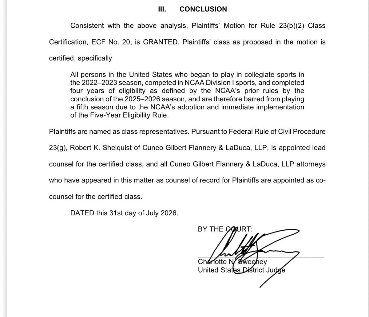 mikerodak's tweet photo. Significant federal court ruling this afternoon that would, in theory, lead to eligibility for the following former Alabama players:

Noah Williamson
Kam Dewberry (Atlanta Falcons)
Jam Miller (New England Patriots)
LT Overton (Dallas Cowboys)
Germie Bernard (Pittsburgh Steelers)
Domani Jackson (Green Bay Packers)