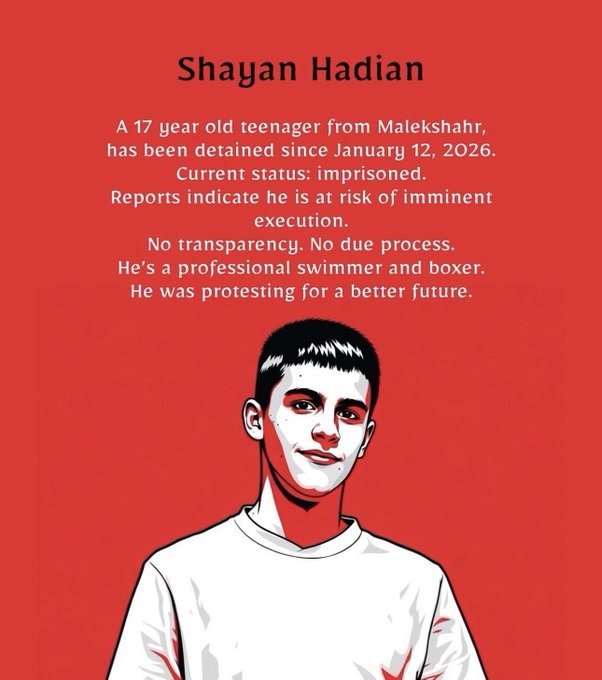 Azita002's tweet photo. Forced-confession allegations are not justice; they are a warning sign of abuse. Silence gives 
executioners time. Raise his name before it is too late. The world must act now. #Shayan_Hadian 
#StopExecutionsInIran https://t.co/6LjvMrdw2s