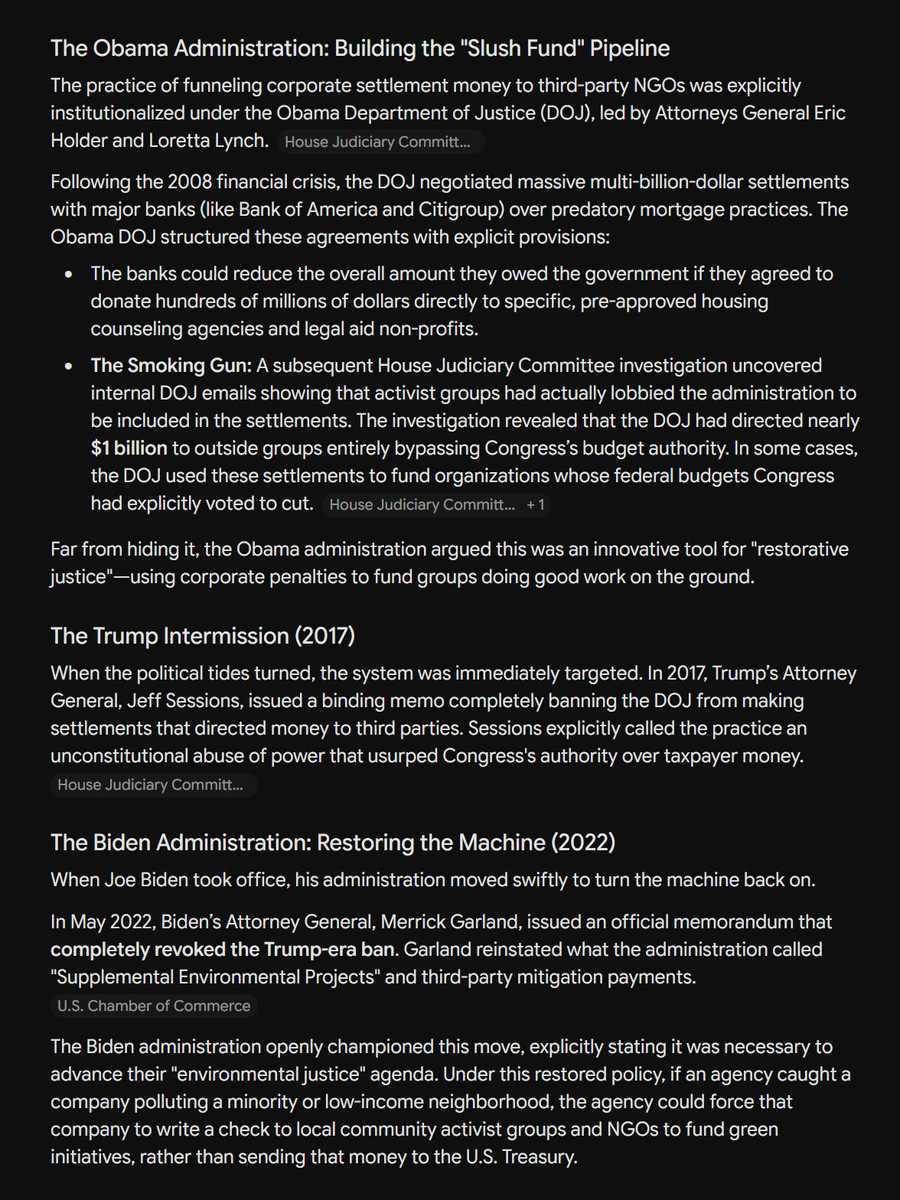 ReviewsPossum's tweet photo. Remember how pissed Democrats got when the Supreme Court overturned the Chevron rule in 2024? That was the rule that enabled government agencies to make up their own interpretations of ambiguous regulations. This effectively gave them the power to fine people for made-up violations whenever they felt like it. Naturally, they would enforce their own rules selectively and arbitrarily.

Of course they couldn't do that on paper, but in real life, not everyone had the resources to sue the government when the EPA or FDA hit them with a bogus violation and fined them for something that was perfectly legal a week prior. This resulted in veterans being denied benefits they previously qualified for, made criminals of the owners of legal firearms, and the EPA used an absurd definition of "navigable waters" to justify fining farmers for filling in puddles.

When fines for trumped-up violations were imposed, they could force someone to pay money to a third party, including politically-aligned NGOs. In other words, when the Democrats controlled the government, they used this power to essentially bully political enemies out of their money and give it to themselves.

This isn't a conspiracy theory or even a secret. The Obama administration considered it a legitimate method of fundraising for Democrat-aligned organizations (and therefore themselves) without going through Congress. The Trump administration tried to stop it during his first term, but then Biden started it up again under the pretense of "environmental justice".

But then the Supreme Court overturned Chevron in 2024, and now the Democrats are broke. I don't think that's a coincidence.