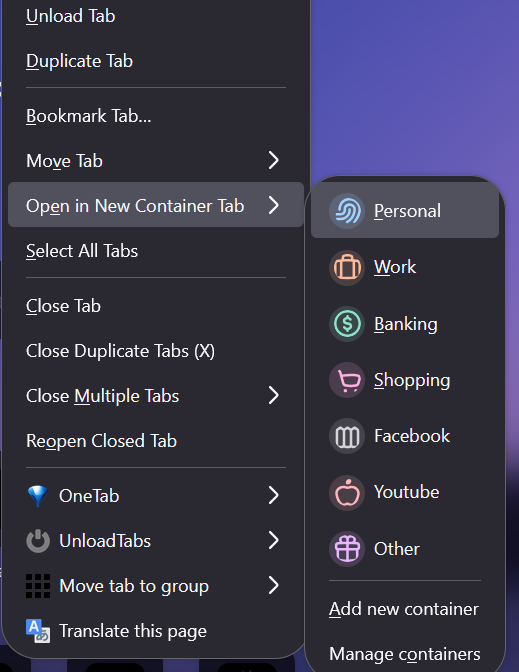Xii_Nyth's tweet photo. @firefox @FirefoxNightly if this gets into mainline firefox im switching, since 2016. The past 5 years have been downgrades. the tabs being unclickable at the top edge is so annoying too. (ignore the css edits desperately trying to make things square again, they arent the problem) Context menu sucks too https://t.co/tTCPw465PF