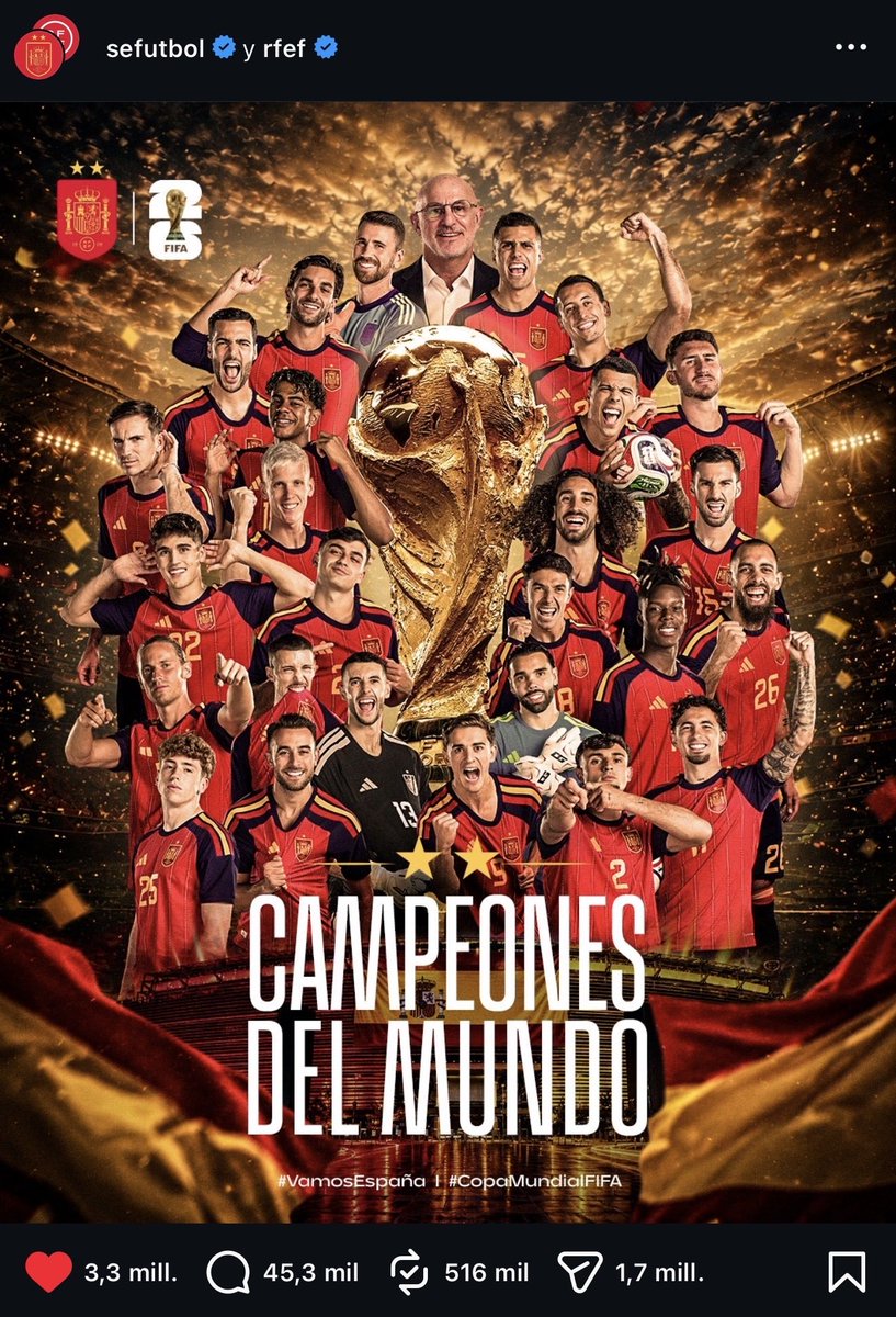 Jose_Rgue's tweet photo. @AbogadoDijo 3,3 millones de likes.... ¡¡y el Mundial!!

Sigan llorando. 😂 https://t.co/Q2Fko1EjON