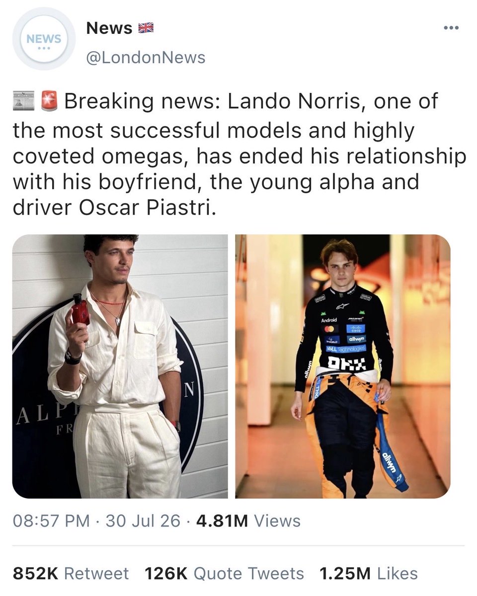 gemimikoo's tweet photo. #LANDOSCAR omegaverse au! 

✎ So Long, London

Lando Norris, one of the highest-paid models in history, ended his relationship with F1 driver Oscar Piastri.

Or where a pregnant Lando breaks up with his boyfriend because he knows Oscar doesn't want kids. Or so he thought… https://t.co/vQmSwTCZ23