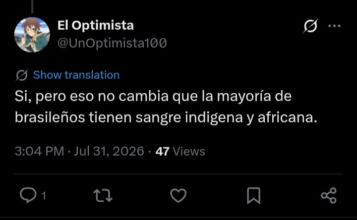 UnOptimista100's tweet photo. @Gabriel29783 @SebastianVian69 Voy a aprovechar para refutar a este racista brasileño con tweets que Twitter oculto para que aprenda algo de génetica y entienda porque es absurdo burlarse de los indios siendo de Brasil. https://t.co/5cUgepqhZP
