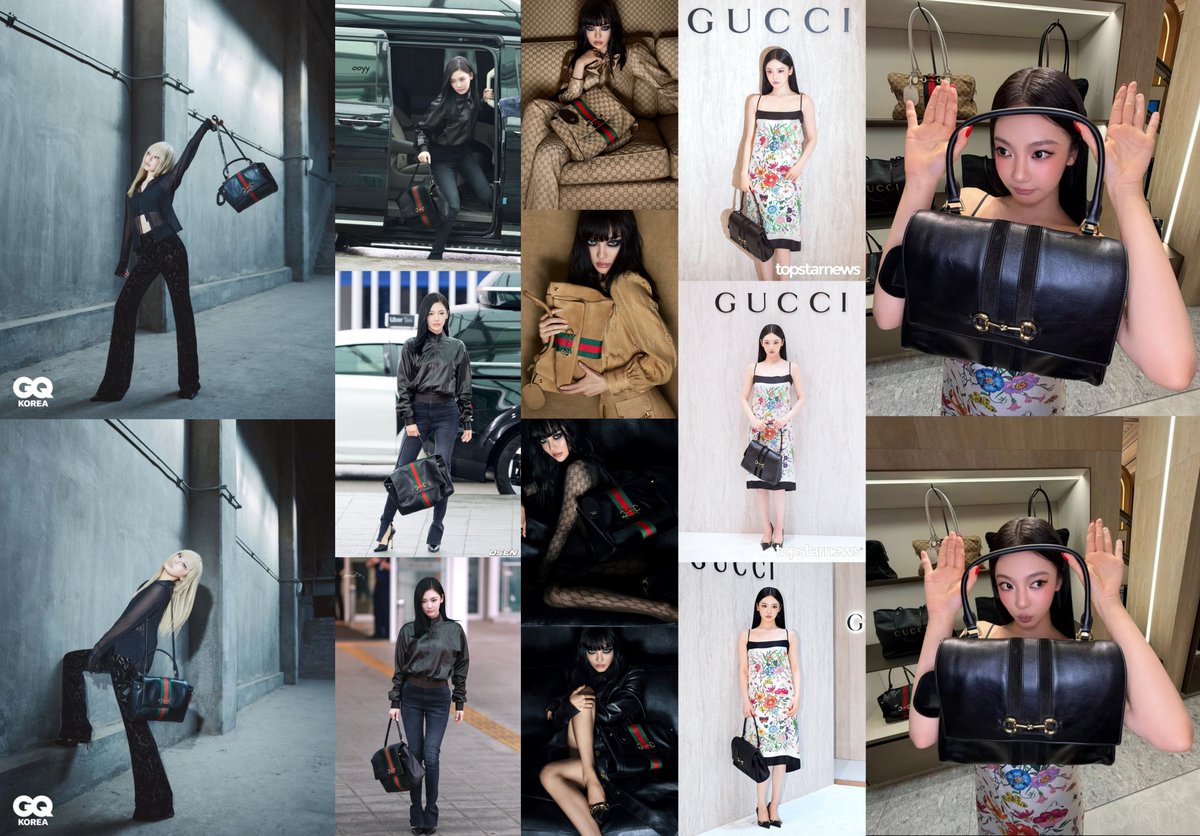 nnyizqrls's tweet photo. Kering Group’s Q2 2026 report named Gucci’s Borsetto &amp; Paparazzo lines (part of the ‘Beauty and the Bag’ campaign) as their best performance this quarter!

So interesting how #NINGNING perfectly balanced promoting both lines, from the original releases to the new colorways! https://t.co/aVufKjm0eL