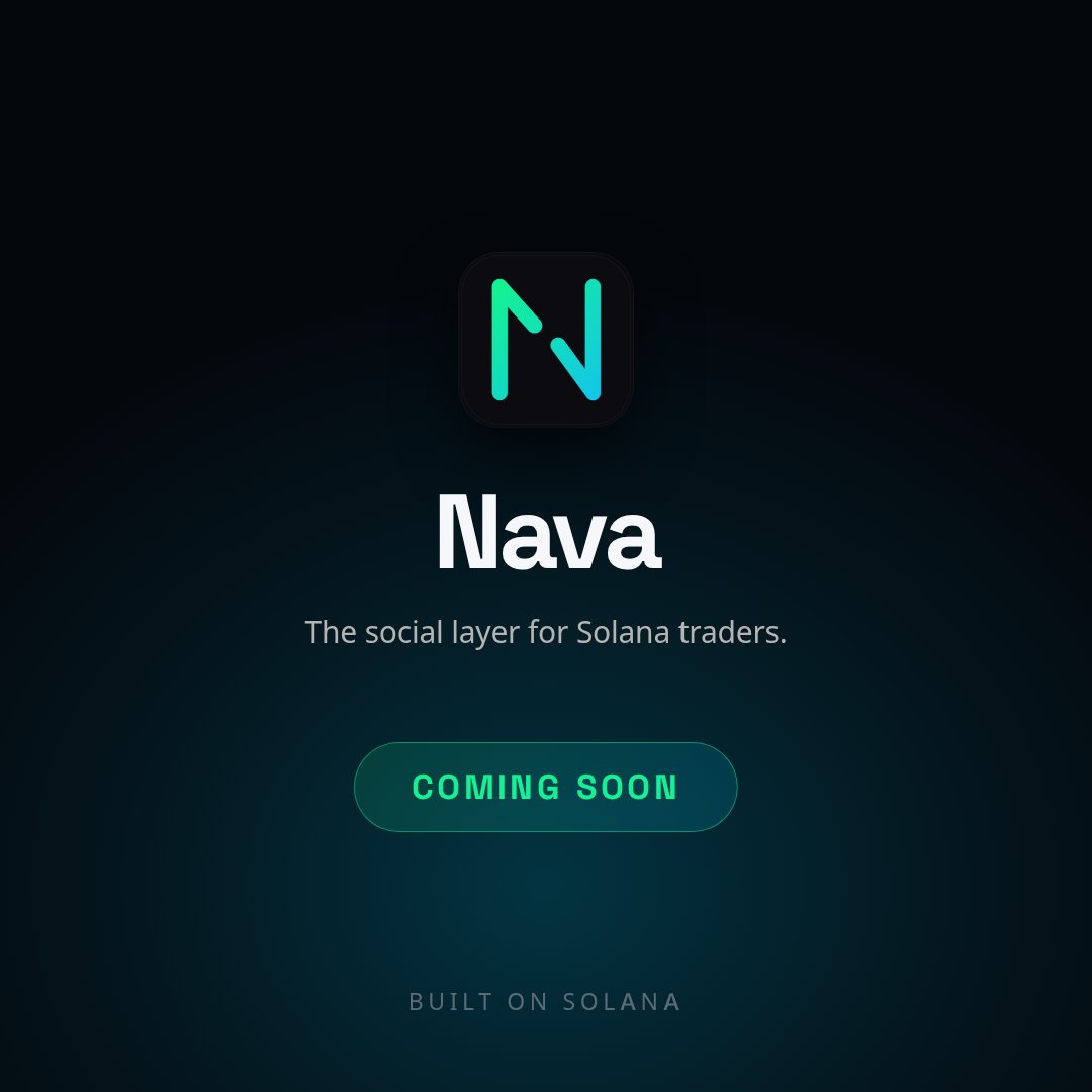 navaecosystem's tweet photo. Nava social is about to change the game for @Solana traders. Trading SOL tokens shouldn't be that hard. Nava social is launching soon and making it stupid easy to trade Solana tokens - no friction, no headaches.
If you're in the Solana ecosystem, keep this on your radar. Early movers win.

#NavaSocial #Solana #SOL #Crypto #Web3