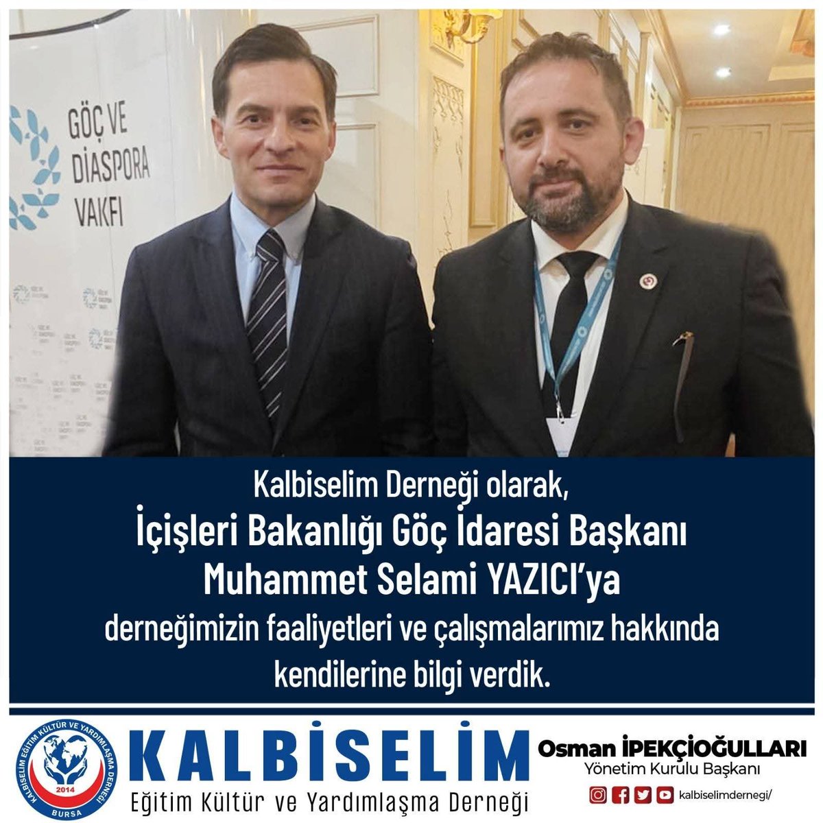 Kalbiselim16's tweet photo. KALB(İSELİM DERNEĞİ OLARAK İÇİŞLERİ BAKANLIĞI GÖÇ VE DIASPORA VAKFININ DÜZENLEMİŞ OLDUĞU TOPLANTIYA KATILIM SAĞLADIK
@TC_icisleri
@Gocidaresi  
@gocdiasporaorg
@UTEP - https://t.co/z7cpJO0jpG