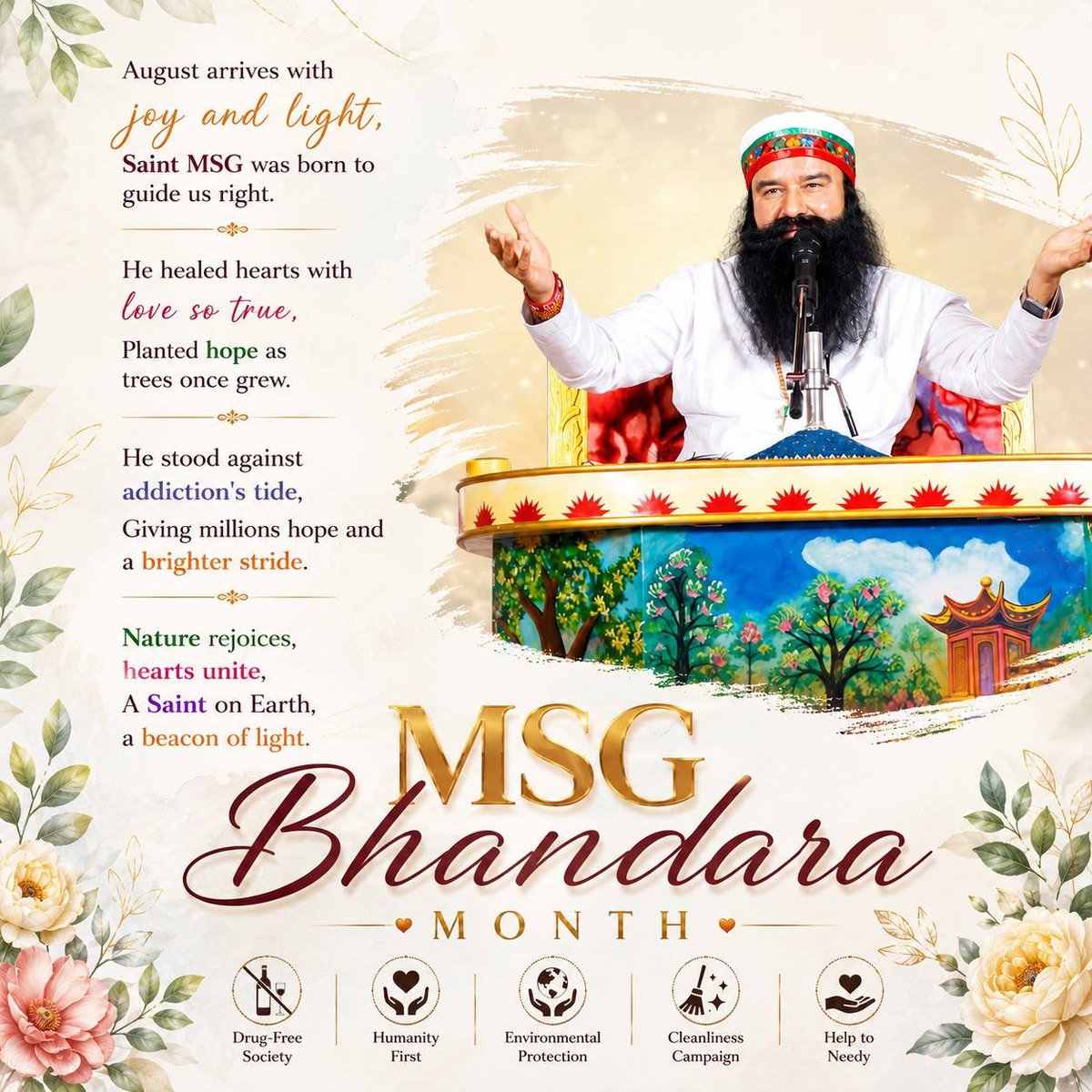 iamjpreet's tweet photo. Welcome #AuspiciousAugust with gratitude, faith, and compassion. May the divine teachings of Saint Gurmeet Ram Rahim Ji inspire us to serve humanity, overcome negativity, and fill every life with peace and happiness. #MSGBhandara https://t.co/oIs5xZdZe8