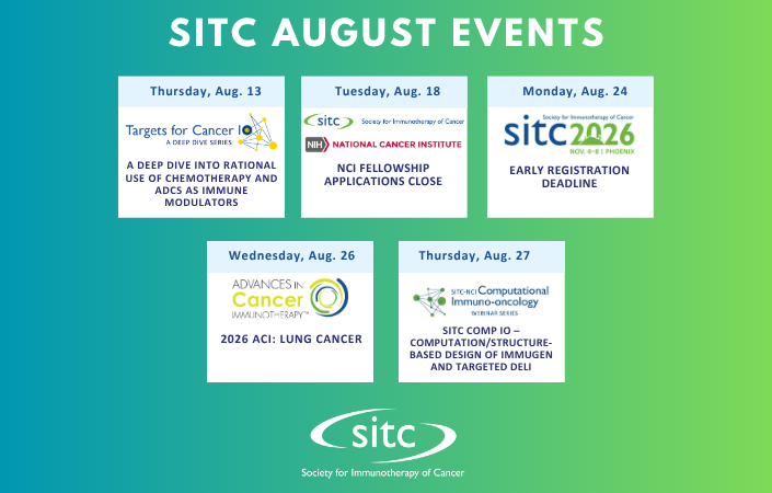 sitcancer's tweet photo. Stay in the know with #SITC! Explore our upcoming events, webinars, and important dates by looking at our calendar. Learn More: https://t.co/AWl2zgu89v #Immunotherapy https://t.co/sM3fHWD3vN